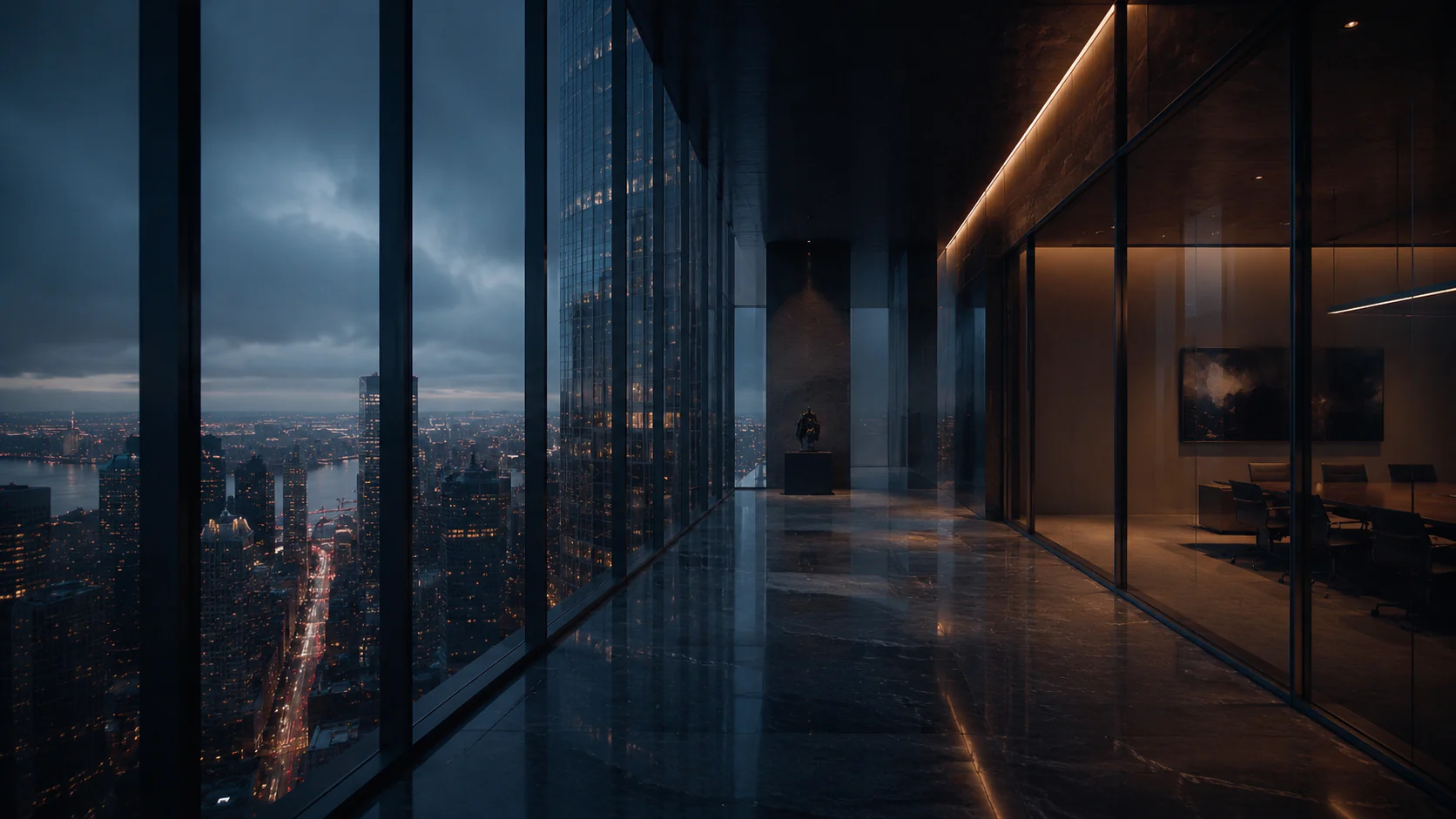 Institutional investment environment at blue hour